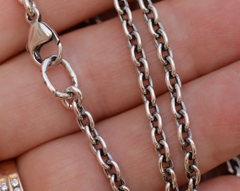 Hand Finished Sterling Silver Chain Necklace Complete with Lobster Clasp, HF-930,