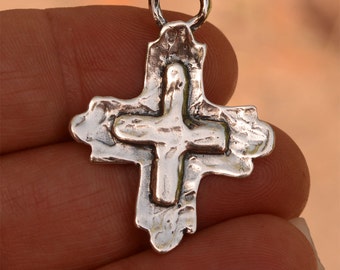 Southwest Cowgirl Cross Sterling Silver Pendant, PX454