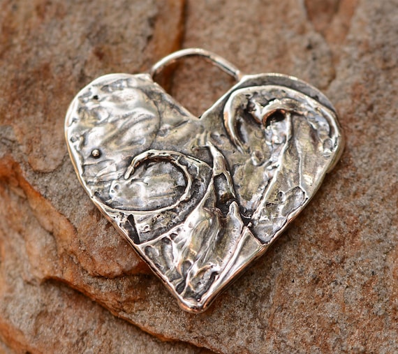 Artisan Wave Heart in Sterling Silver, Small Pendant, Catd-888 - Etsy
