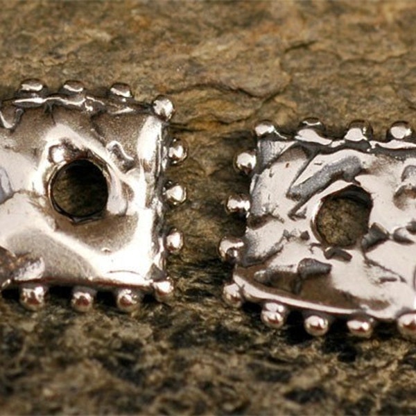 Square Dotted Spacer Beads, Square Sliders in Sterling Silver, CatD-22 (Set of TWO)