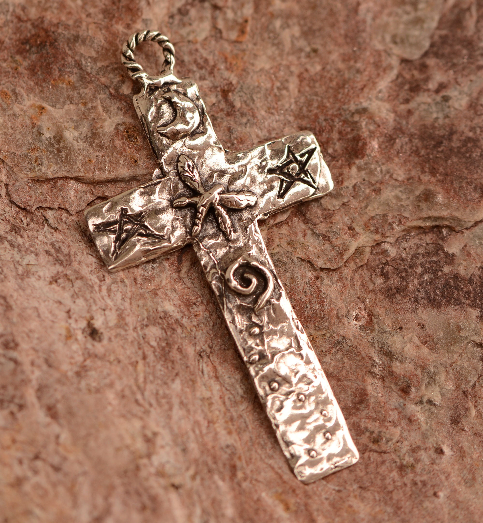 Dragonfly Cross in Sterling Silver, Catd-1093 - Etsy