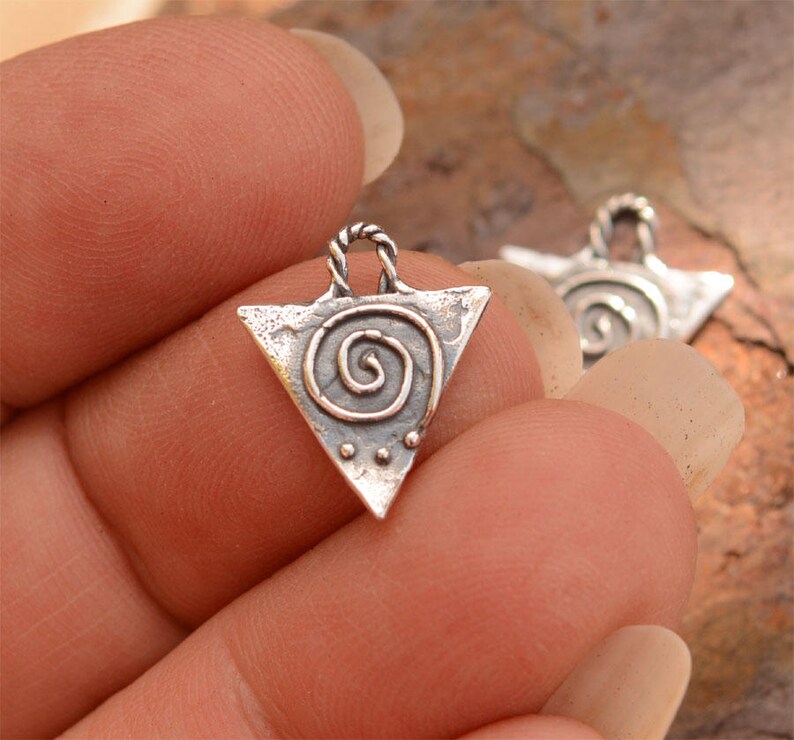 Umgedrehtes Dreieck mit Spirale in Sterling Silber, SS-657 (2er Set) Bild 2