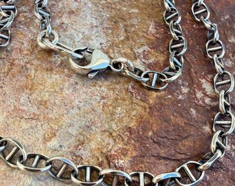 Mariners Chain Necklace in Sterling Silver 7x4.5mm Links, SS