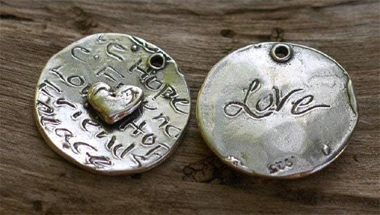 Friendship Charm in Sterling Silver with Raised Heart