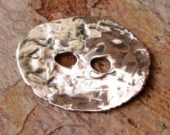 Large Two-Hole Sterling Silver Button, B-704 (ONE)