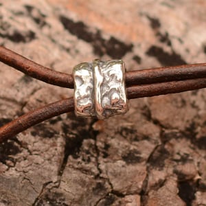 Square Tube Beads Sterling Silver, Leather Slider Beads, SS-293 (set of 2)