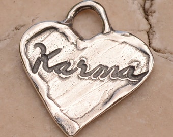 Karma Heart Charm in Sterling Silver, SS-360