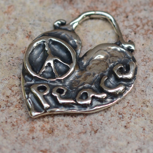 Peace Heart Charm in Sterling Silver SS-247