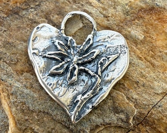 Artisan Sterling Silver Heart with Flower