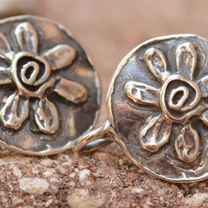 Sterling Silver Flower Earring Post Tops with Loop, Pair,  EP-322