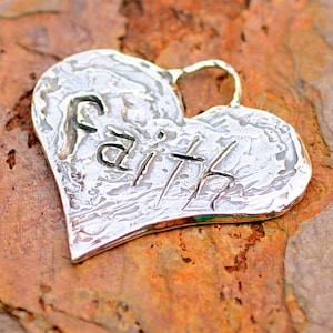 Sterling Silver Heart Pendant // Faith Heart Pendant by Cathy Dailey // H-52