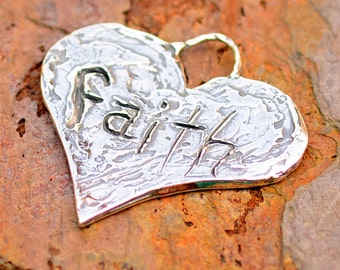 Sterling Silver Heart Pendant // Faith Heart Pendant by Cathy Dailey // H-52