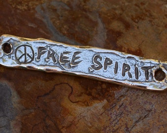 Free Spirit with Peace Bracelet Link in Sterling Silver, 419