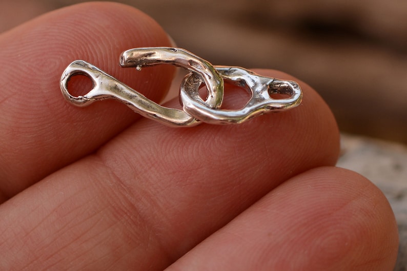 Rustic Hook and Eye Clasp in Sterling Silver, SS-205 image 3