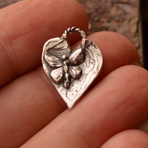 Butterfly Heart Charm Sterling Silver, CatD-687