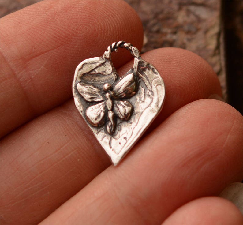 Butterfly Heart Charm Sterling Silver H-687