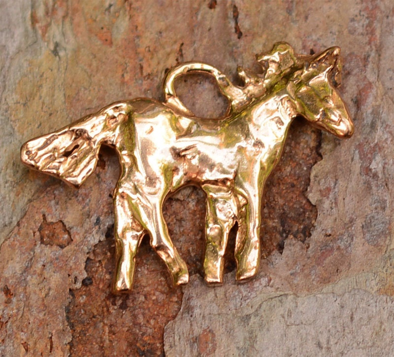 Artisan Horse Charm in Gold Bronze, Rustic Pony