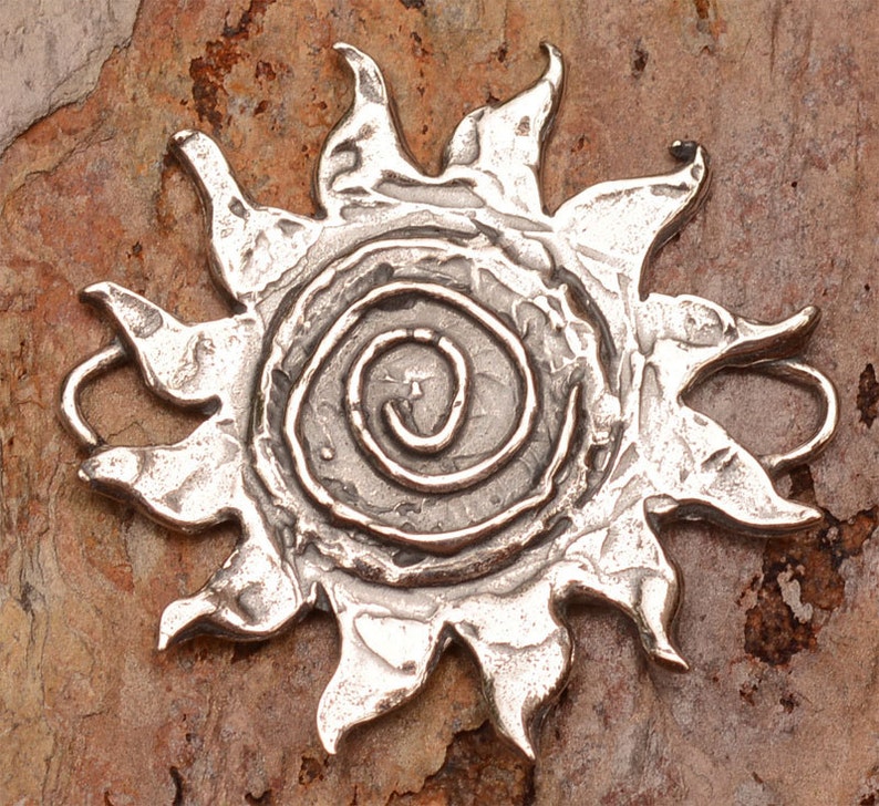 Sacred Spiral Sun Pendant or Link in Sterling Silver, SS-296 image 3