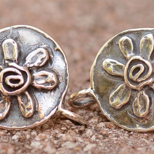Boucles d'oreilles fleurs en argent sterling avec boucle, la paire, EP-322 image 2