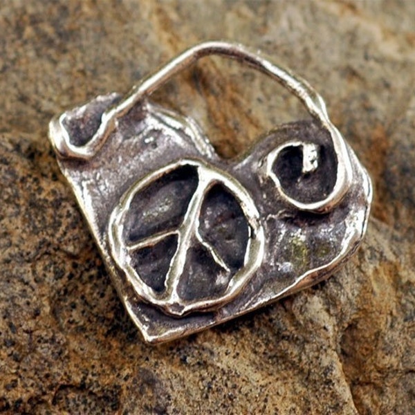 Peace Heart Charm in Sterling Silver