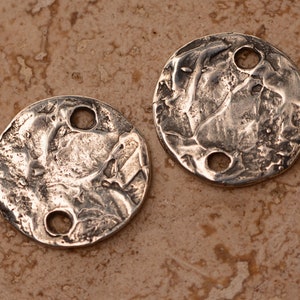 Artisan Round Disc Links in Sterling Silver, CatD-1032 (Set of 2)