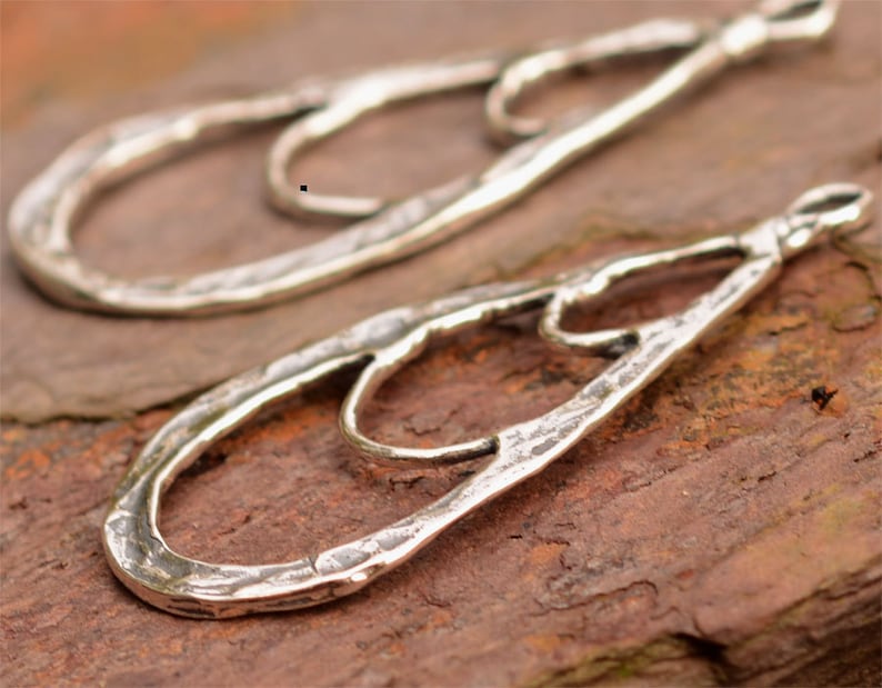 Rustic Teardrop Earring Dangles in Sterling Silver, E-376, PAIR image 2