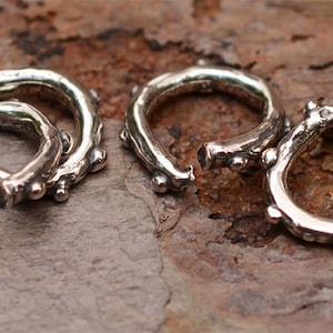 Artisan Dotted Open Jump Rings in Sterling Silver, CatD-9 Set of 2 image 2