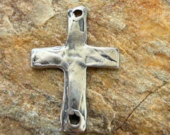 Cross Charm or Sideways Cross Link in Sterling Silver, SS-523