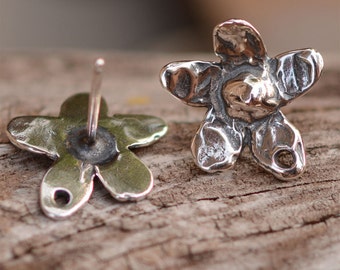 Flower Earring Post in Sterling Silver, EP-18 (PAIR)