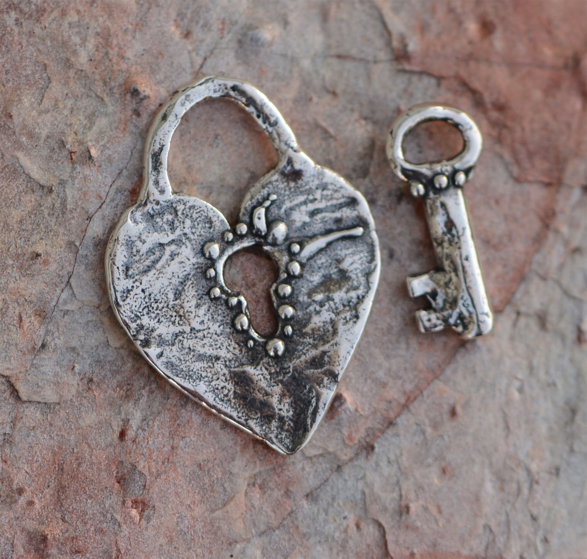 Heart Lock With Key in Sterling Silver, SS-878 - Etsy