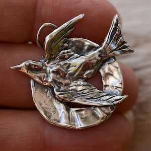 Just Breathe Bird Pendant in Sterling Silver