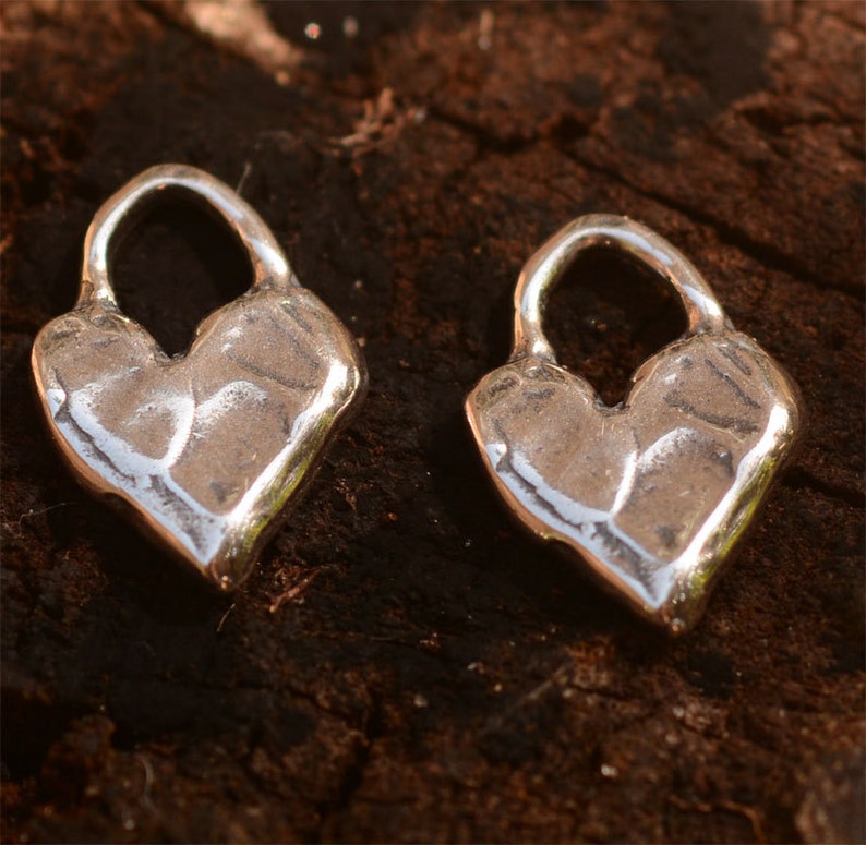 Tiny Heart Charms in Sterling Silver, SS-522 Set of 2 image 4