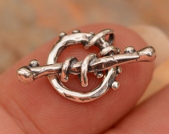 Perfect Tiny Clasp, Wrapped and Dotted Sterling Silver Toggle