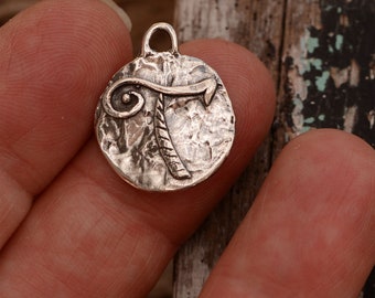 Artisan Letter T Charm in Sterling Silver, SS-928