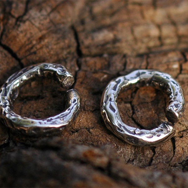 Rustic Chunky 10mm Jump Ring Links in Sterling Silver CatD-308 (Set of 2)