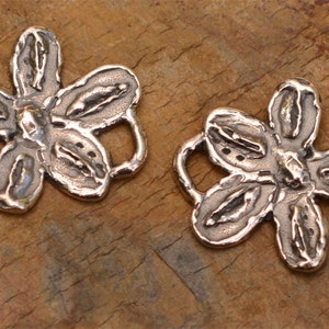 Artisan Flower Links in Sterling Silver, SS-444, (Set of 2)