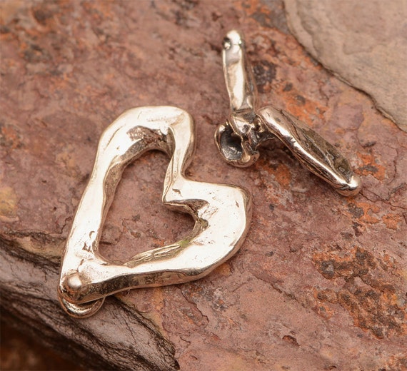 Artisan Heart with Wings Toggle in Sterling Silver, Heart Clasp