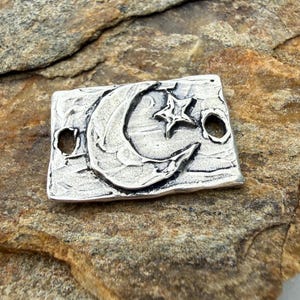 Moon and Star Rectangle Link in Sterling Silver,SS-70