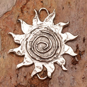 Sacred Spiral Sun Pendant or Link in Sterling Silver, SS-296 image 4