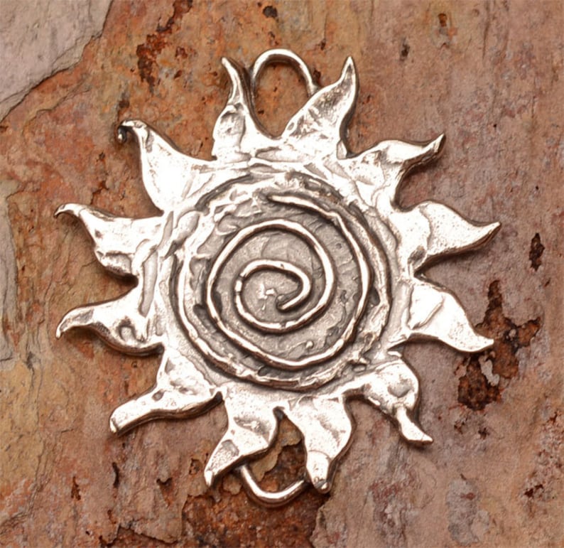 Sacred Spiral Sun Pendant or Link in Sterling Silver, SS-296 image 4