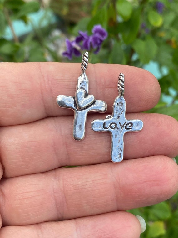 Artisan Cross With Heart in Sterling Silver, (ONE) SS-529 - Etsy