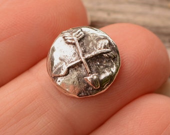 Artisan Button with Arrows Crossed, Sterling Silver, CatD-1065