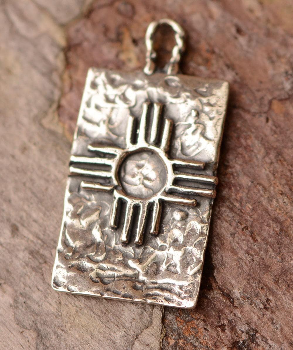 Zia Symbol // Zia Sun Charm // Sterling Silver Zia Cross // R-718