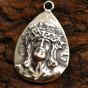 Passion of Christ Teardrop and Guadalupe Charm in Sterling Silver, SS-66 image 2