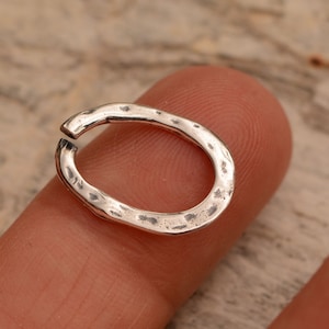 Oval Hammered Open Link Connector Sterling Silver, CatD-813 (ONE)