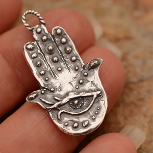 Sterling Silver Hamsa, Protect from Negative Energy, CatD-837