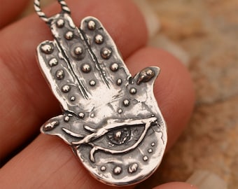 Sterling Silver Hamsa, Protect from Negative Energy, CatD-837
