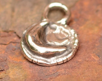 Rustic Moon on Round Background Charm in Sterling Silver SS-177