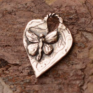 Butterfly Heart Charm Sterling Silver, CatD-687 image 2