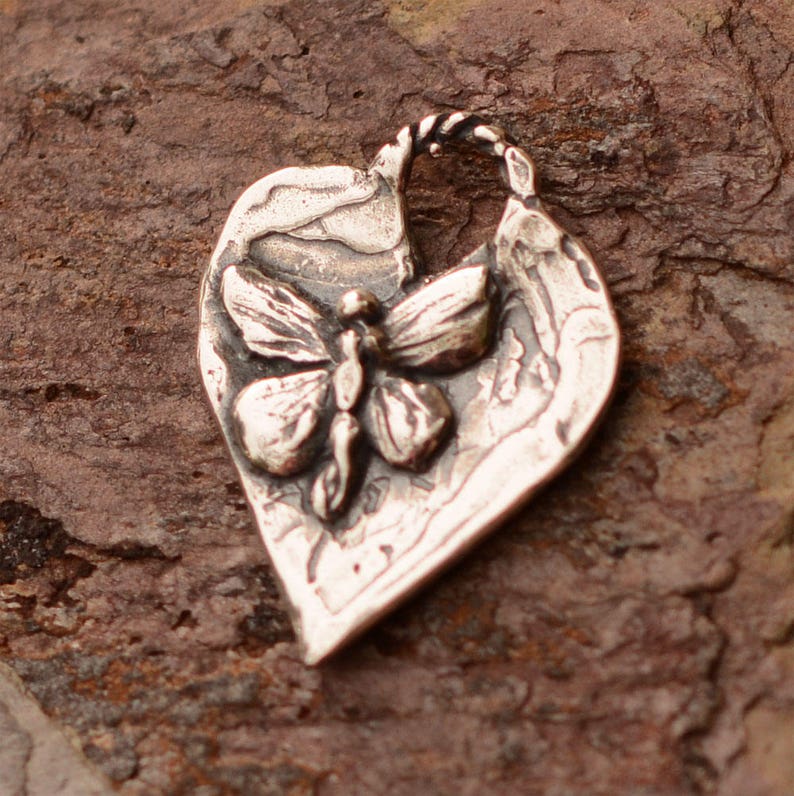 Butterfly Heart Charm Sterling Silver H-687